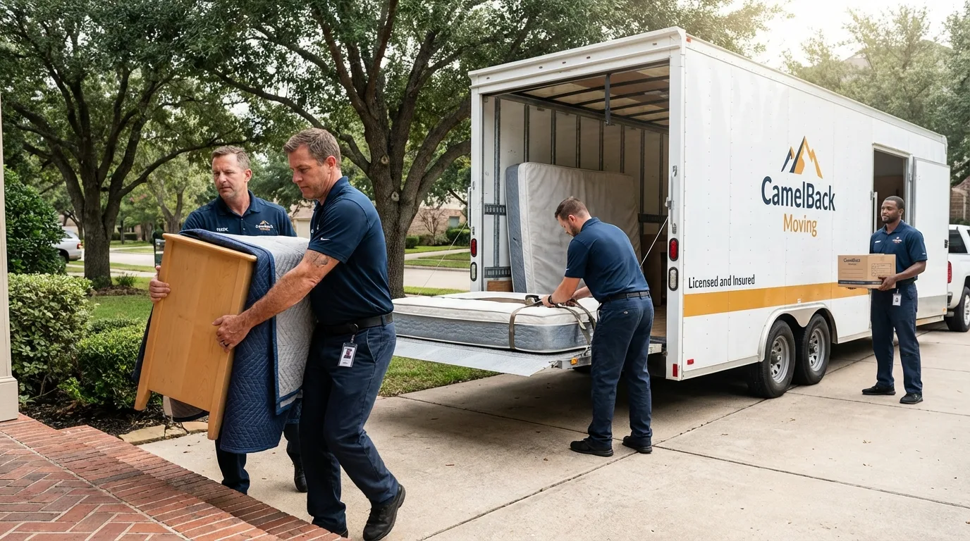 Crew loading residential truck for cross-state move from Sisters, OR